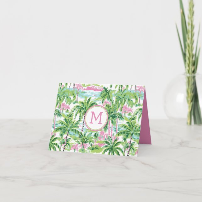 Preppy Pink und Green Tropical Palm Tree (Vorderseite)
