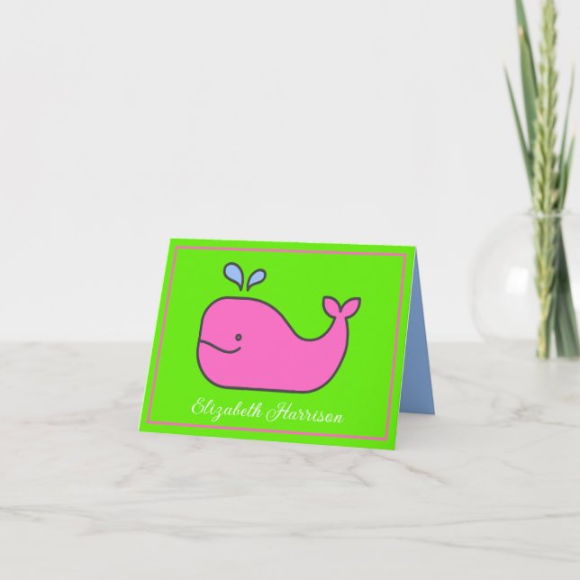 Preppy Pink und Green Whale Personalisiert (Vorderseite)