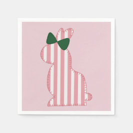 Preppy pink und grün gestreiften Hasen Serviette