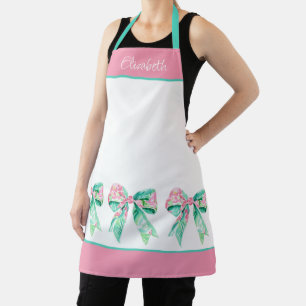 Preppy Pink und türkise Blumenbögen Personalisiert Schürze