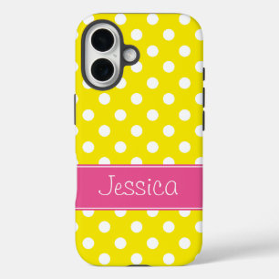Preppy Pink und Yellow Polka Dots Personalisiert title_seo2
