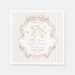 Preppy Pink Verrückte Gans-Schleife Florale Babypa Serviette