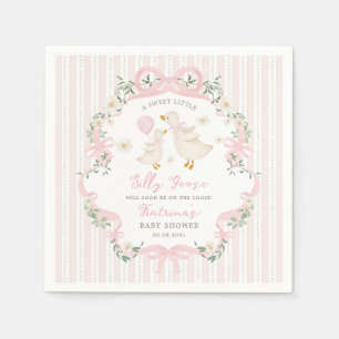 Preppy Pink Verrückte Gans-Schleife Florale Babypa Serviette