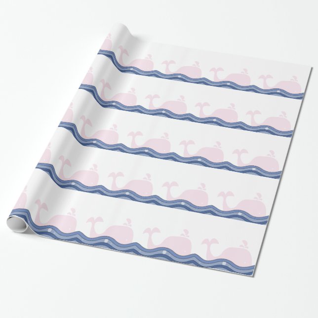 Preppy Pink Whale Geschenkpapier (Ungerollt)