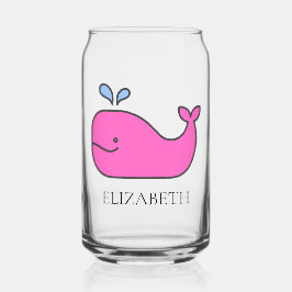 Preppy Pink Whale Personalisiert Dosenglas