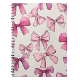 Preppy Pink Whimsical Bow Notebook Notizblock