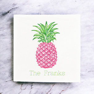 Preppy Pinke Ananas Sterne Personalisiert Serviette