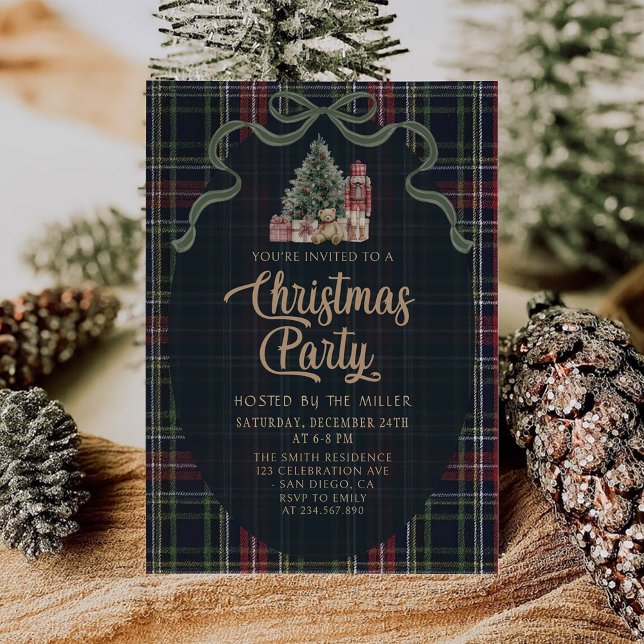 Preppy Plaid Christmas Party Invitation Einladung (Von Creator hochgeladen)