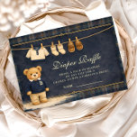 Preppy Plaid Teddy Bear Diapper Raffle Begleitkarte<br><div class="desc">A charming preppy baby shower design featuring a sweet teddy bear dressed in a classic green plaid jacket and bow tie. Above the bear, a delicate clothesline displays tiny baby clothes and shoes, creating a nostalgic storybook nursery scene. The deep navy background and subtle tartan border add a refined, vintage-inspired...</div>