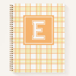 Preppy Plaid Varsity Monogram Orange Yellow Notizbuch