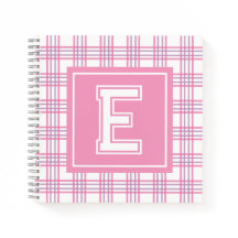 Preppy Plaid Varsity Monogram Pink Purple Square