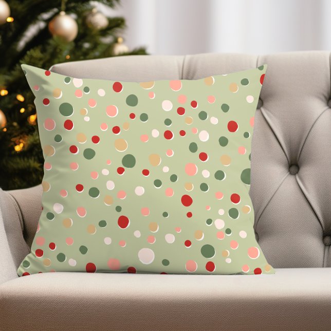 Preppy Polka Dot Weihnachtsfeiertag Kissen (fun polka dot christmas colors pillow for holiday decor in family or living room)