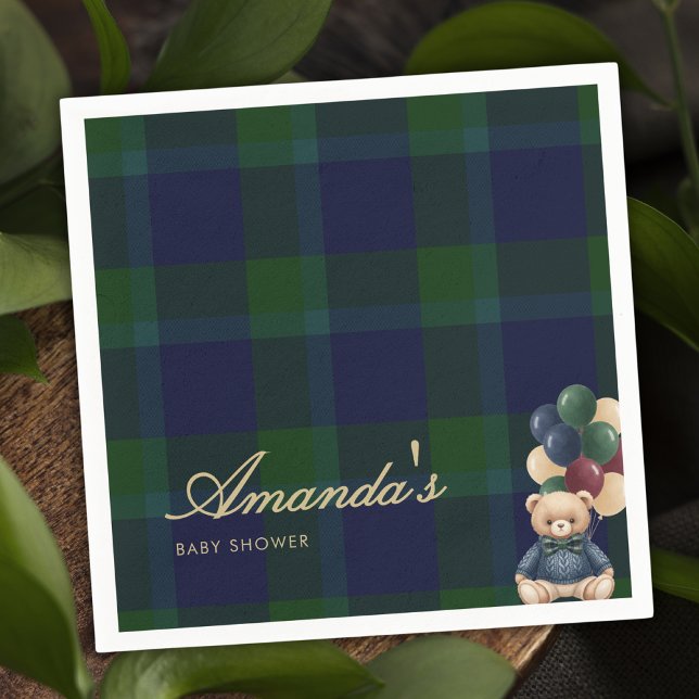 Preppy Polo Teddy Bear Classic Luxury Baby Shower Serviette (Von Creator hochgeladen)