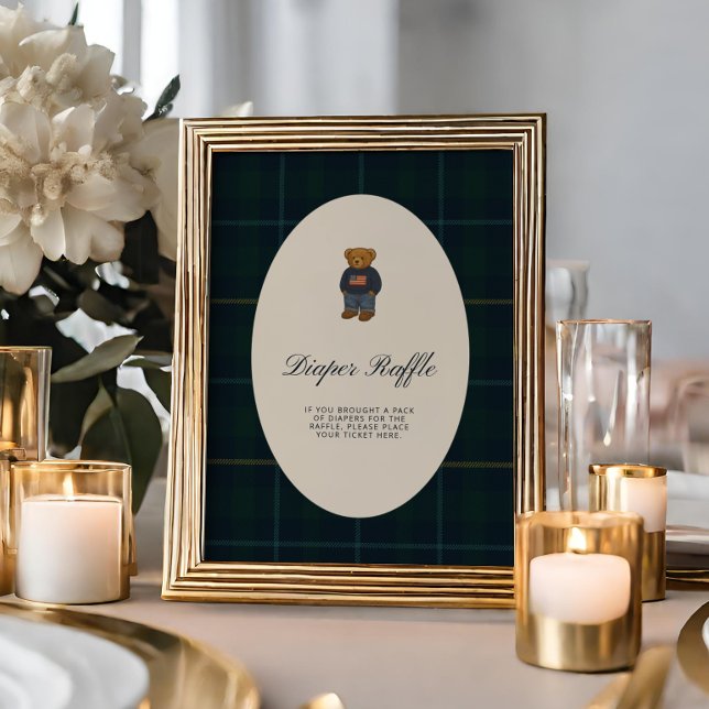 Preppy Polo Teddy Bear Diaper Raffle Sign (Von Creator hochgeladen)