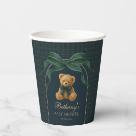 Preppy Polo Teddy Bear Green Navy Plaid Baby Boy Pappbecher