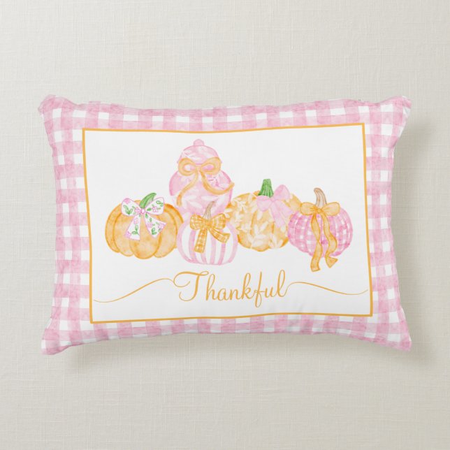 Preppy Pumpkin Bows Erntedank Celebration Party Dekokissen (Vorderseite)