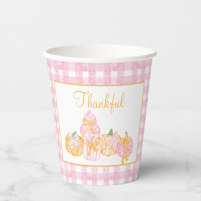 Preppy Pumpkin Bows Erntedank Celebration Party Pappbecher (Vorderseite)