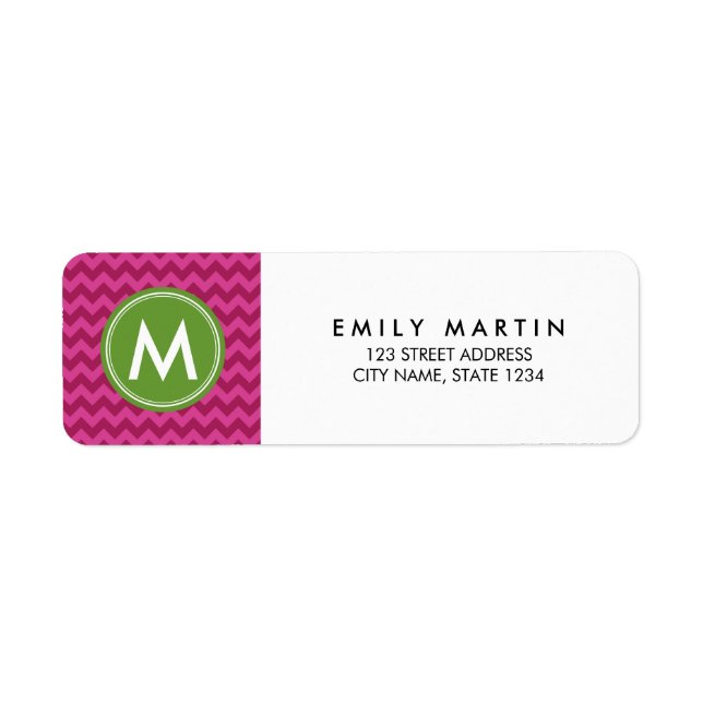 Preppy Purple Chevron Monogram Étiquette de adress (Devant)