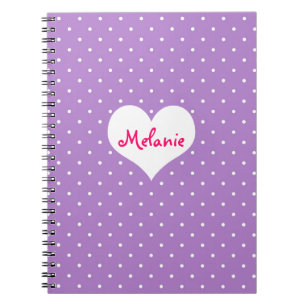 Preppy purple polka point coeur journal personnali