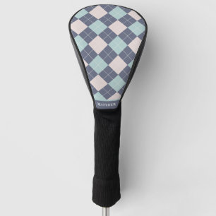 Preppy Raute Kariert Pink Türkis Denim Blue Golf Headcover