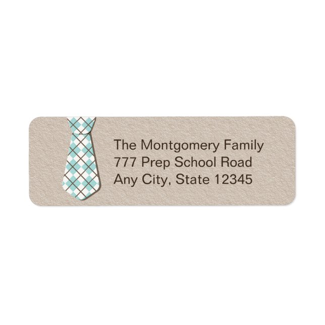 Preppy Raute Necktie Rücksendeadresse Labelsi (Vorne)