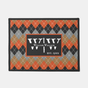 Preppy Raute Orange Grau Raute Personalisiert Fußmatte
