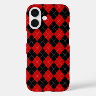 Preppy Raute Tartan Diamond Kariert Red Black iPhone 16 Hülle