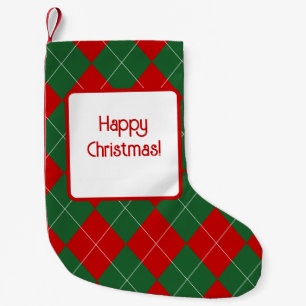 Preppy Raute Tartan Diamond Kariert Red Green Kleiner Weihnachtsstrumpf