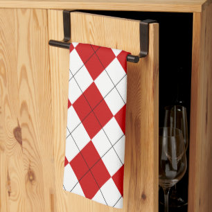 Preppy Raute Tartan Diamond Kariert Red White Geschirrtuch