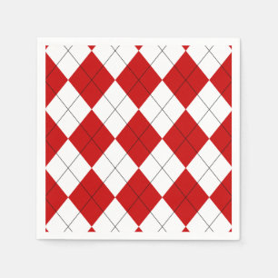 Preppy Raute Tartan Diamond Kariert Red White Serviette