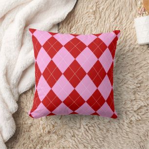 Preppy Raute Tartan Diamond Kariert Rotes Rosa Kissen