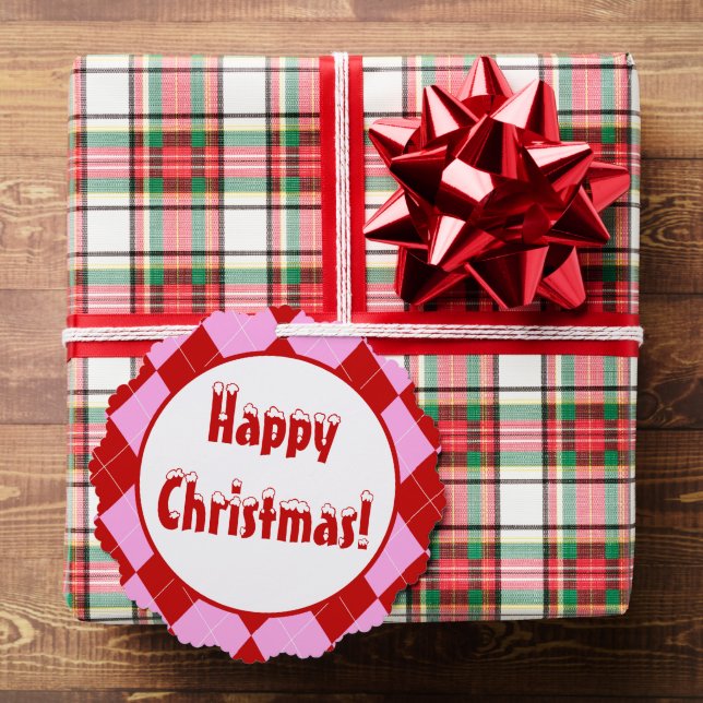 Preppy Raute Tartan Diamond Kariert Rotes Rosa Ornament Karte (Insitu (Geschenk))