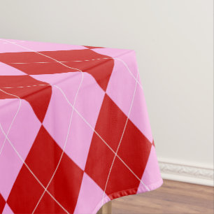 Preppy Raute Tartan Diamond Kariert Rotes Rosa Tischdecke