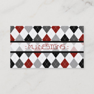 Preppy Rauten-Diamant-Muster-Geschäfts-Karte: rot Visitenkarte