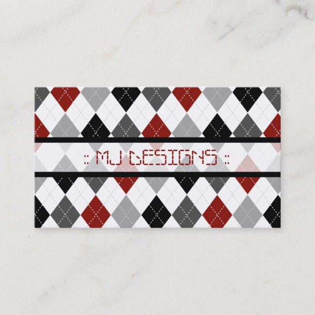 Preppy Rauten-Diamant-Muster-Geschäfts-Karte: rot Visitenkarte (Vorderseite)