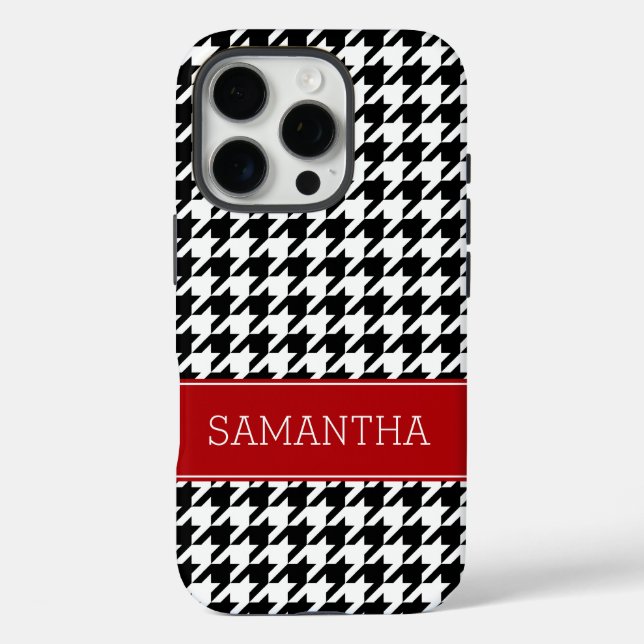 Preppy Red and Black Hahnentrittmuster Personalisi title_seo2 (Rückseite)