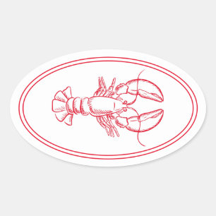 Preppy Red and White Lobster Ovaler Aufkleber