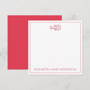 Preppy Red and White Lobster Personalisiert Mitteilungskarte