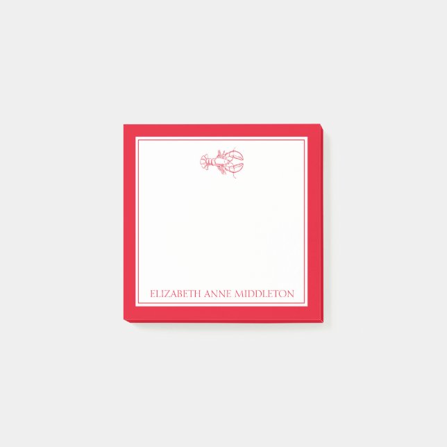 Preppy Red and White Lobster Personalisiert Post-it Klebezettel (Vorderseite)