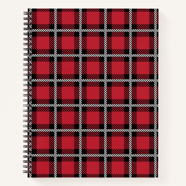 Preppy Red Grid Check Design Notizbuch (Vorderseite)