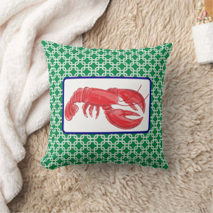 Preppy Red Lobster Grün Weiß Link Muster Kissen