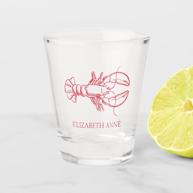 Preppy Red Lobster Personalisiert Schnapsglas (Vorderseite)