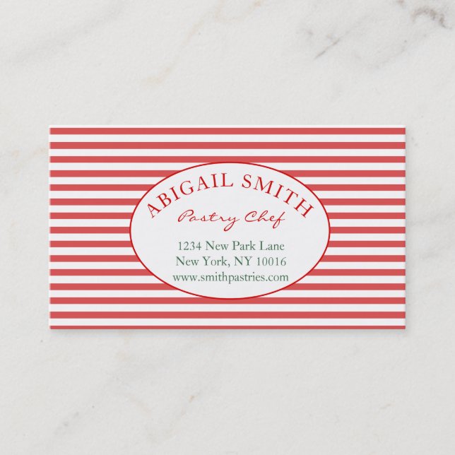 Preppy Red & Stripes Carte de visite personnalisé (Devant)