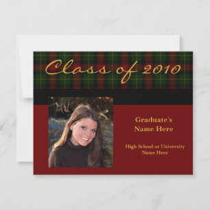 Preppy Red Tartan Plaid 2010Graduation Invitation