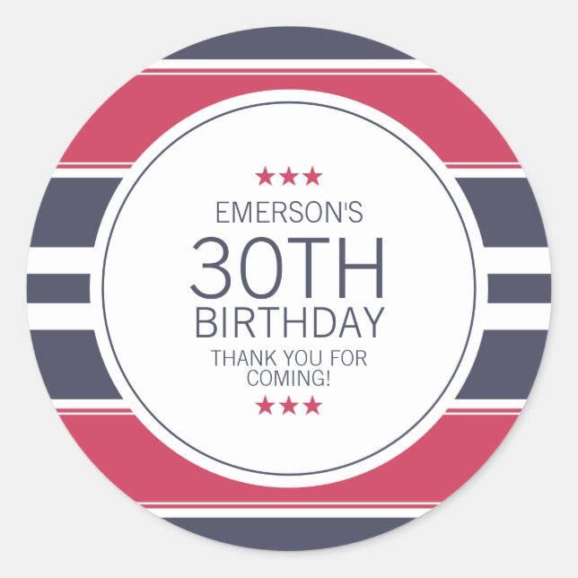 Preppy Red, White and Blue Danke Sticker (Vorderseite)