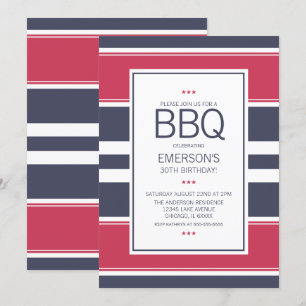 Preppy Red, White and Blue GRILLEN Einladung zum G