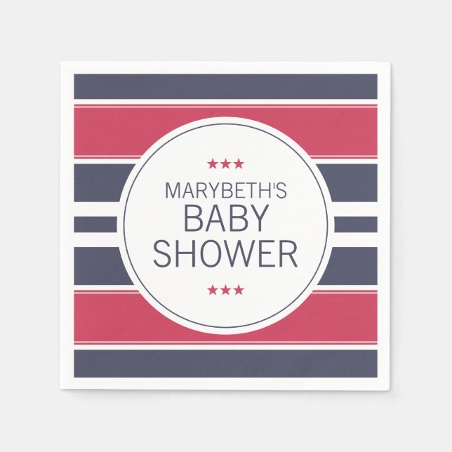 Preppy Red, White & Blue Baby Dusche Napkins Serviette (Vorderseite)