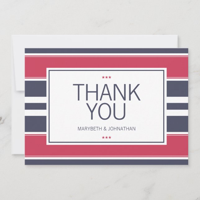 Preppy Red, White & Blue Dankeschön Card Dankeskarte (Vorderseite)