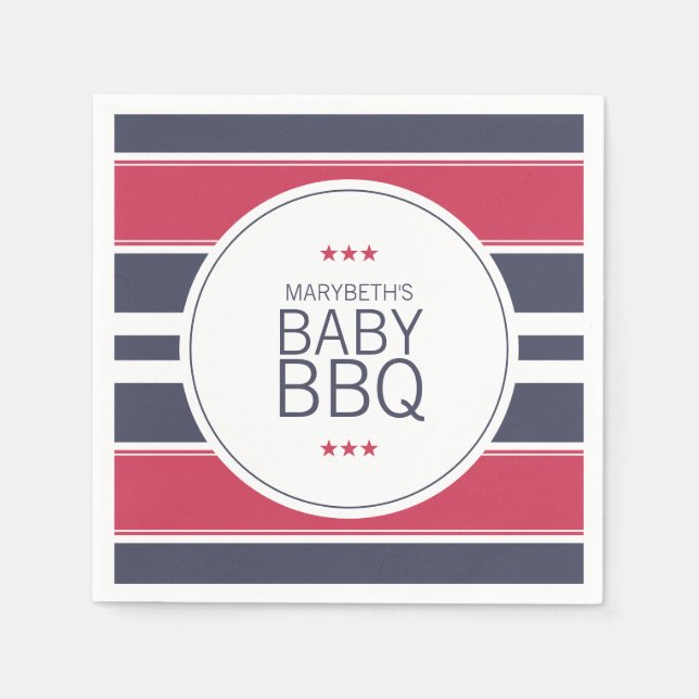 Preppy Red, White & Blue GRILLEN Babydusche Napkin Serviette (Vorderseite)