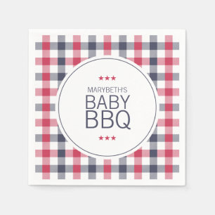 Preppy Red, White & Blue Kariert GRILLEN Baby Dusc Serviette